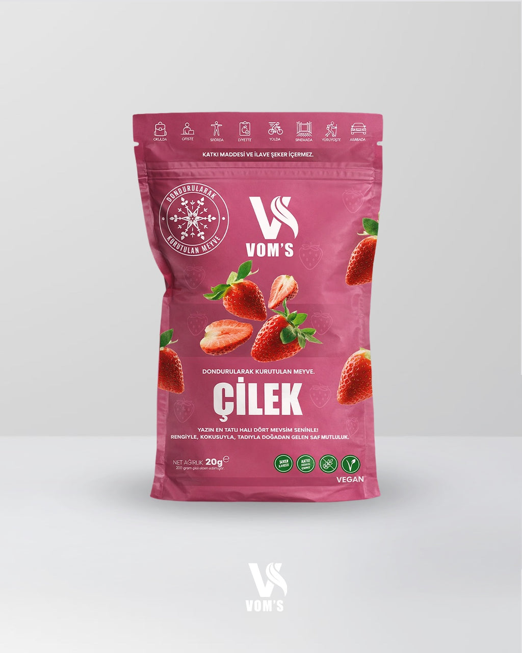 Dondurularak Kurutulmuş Meyve Cipsi - 5'li Çilek Paketi 5x20gr
