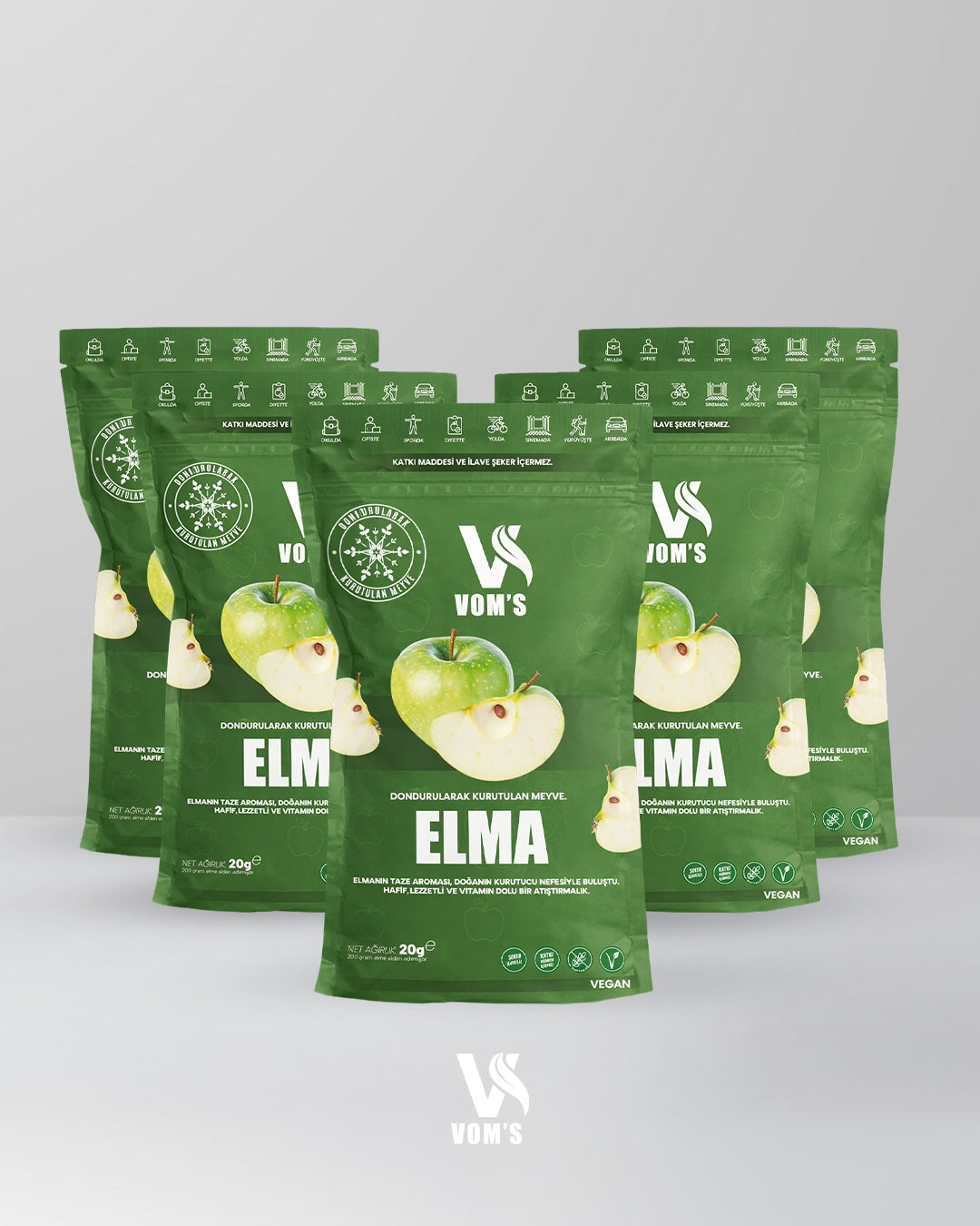 Dondurularak Kurutulmuş Meyve Cipsi - Freeze Dried 5'li Elma Tanışma Paketi 5x20gr