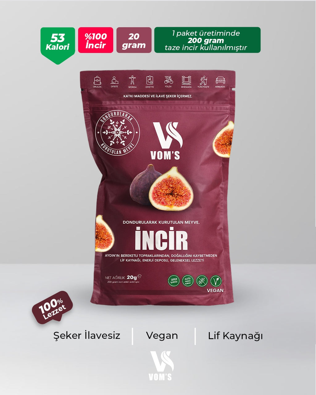 Dondurularak Kurutulmuş Meyve Cipsi - Freeze Dried 5'li İncir Tanışma Paketi 5x20gr