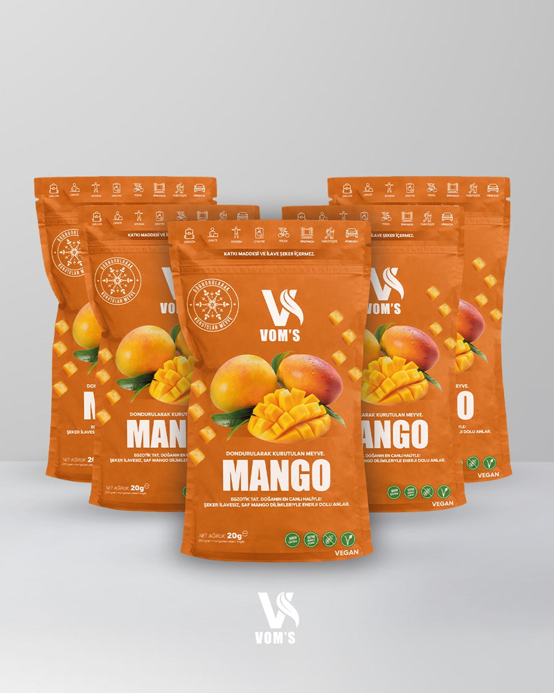 Dondurularak Kurutulmuş Meyve Cipsi - Freeze Dried 5'li Mango Paketi 5x20gr