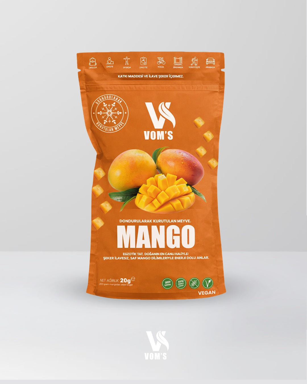 Dondurularak Kurutulmuş Meyve Cipsi - Freeze Dried 5'li Mango Paketi 5x20gr