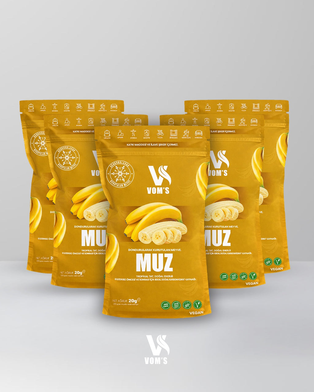 Dondurularak Kurutulmuş Meyve Cipsi - Freeze Dried 5'li Muz Tanışma Paketi 5x20gr