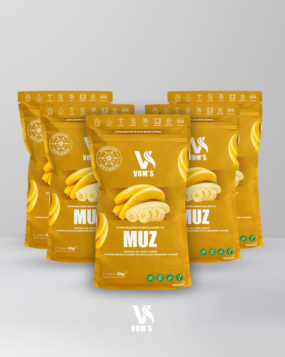 Dondurularak Kurutulmuş Meyve Cipsi - Freeze Dried 5'li Muz Tanışma Paketi 5x20gr